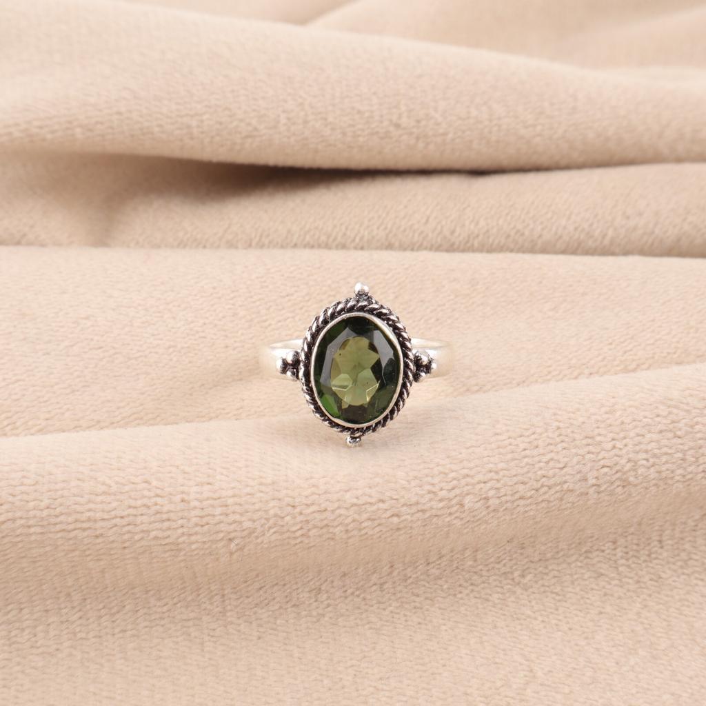Green Tourmaline Gemstone 925 Sterling Silver Jewelry Handmade Ring Women's Gift RR-9-48