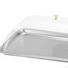304 Stainless Steel Serving Tray with Dome Lid Food Rectangular Platter for
