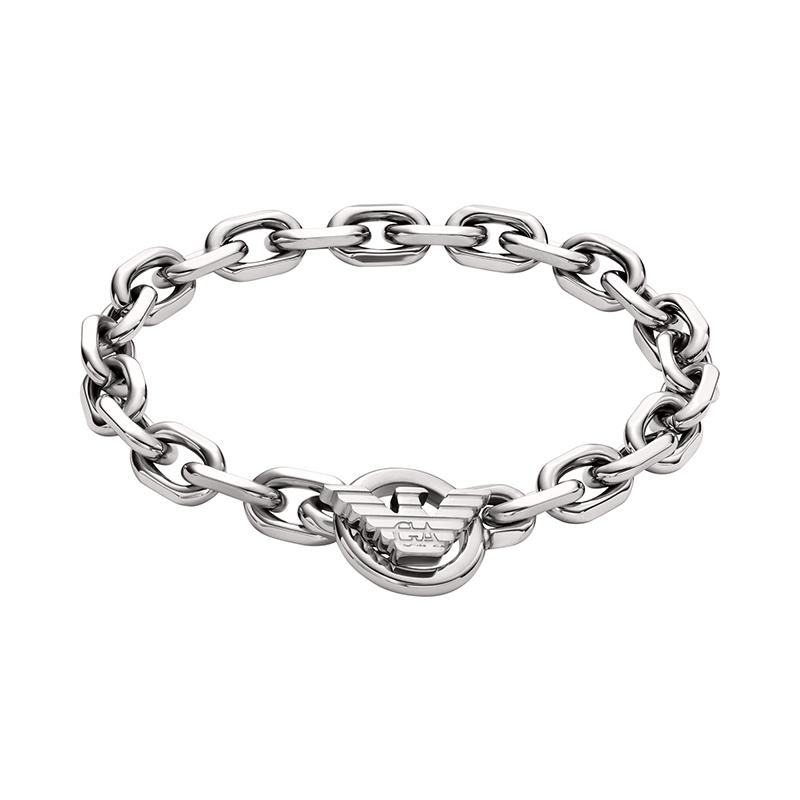 

Emporio Armani Hip Hop Trend Versatile Cuban Link Stainless Steel Bracelet Men Bracelet Silver EGS3236040 Basic Packaging-Box