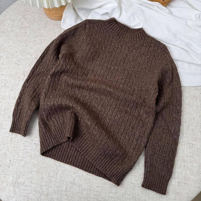 

Детский шерстяной свитер Классическая кабельная вязка Круглый вырез Пуловеры Мальчики Девочки Осенне-зимний топ Школьная детская одежда Теплый трикотаж 160cm темно-коричневого
