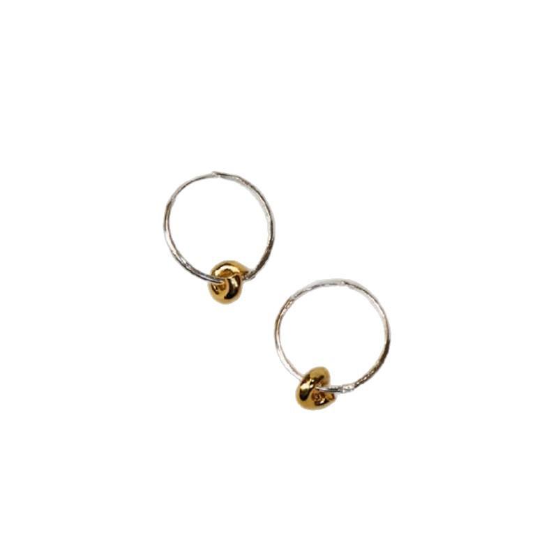Herbst und Winter Beliebter Schmuck Mode Einfaches Temperament Gold- und Silberfarbene Kombination Kreis Ohrstecker Persönlichkeit Einzigartig Leichter Luxus Ohrringe