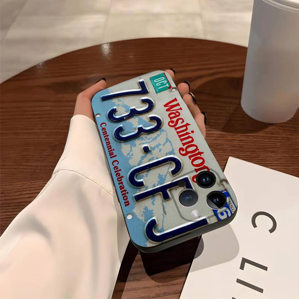 License Plate Phone Case for iPhone 17,16,15,14,13,12,11,Pro,X,Xs,Max,Plus Shockproof Cover