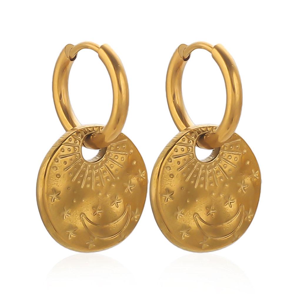 PVD Golden Stainless Steel Hoop Earrings Craftsmanship Mysterious Jewelry Accessories Dangle Earrings for Women Gift Daily Boho