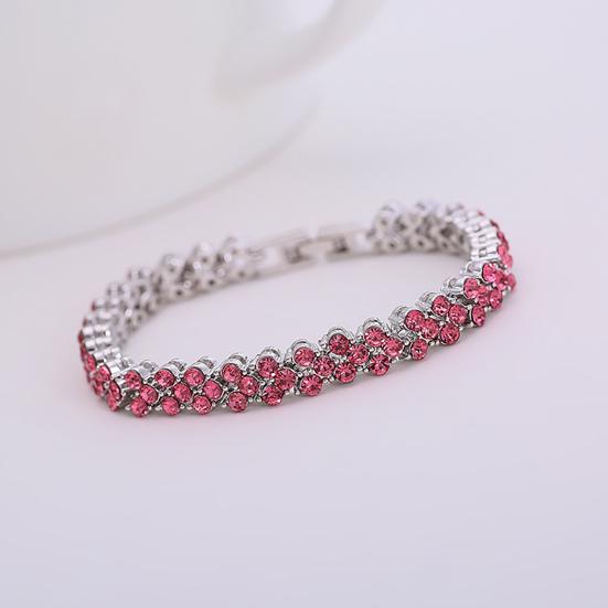 Women Fashion Full Rhinestone Inlaid Bracelet Bangle Wedding Party Jewelry Gift