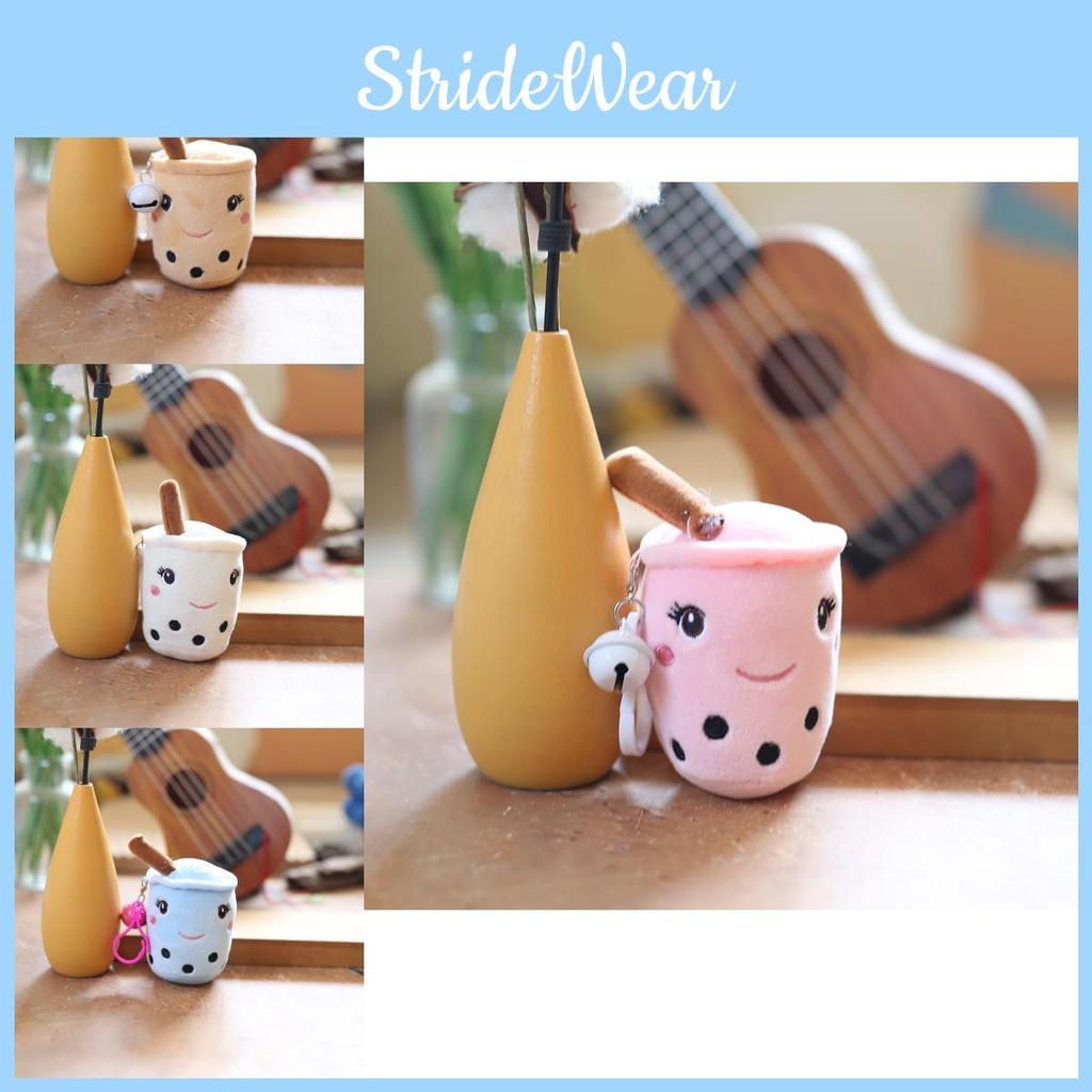 Adorable Plush Milk Tea Cup Keychain Soft Cartoon Animal Bag Ornament