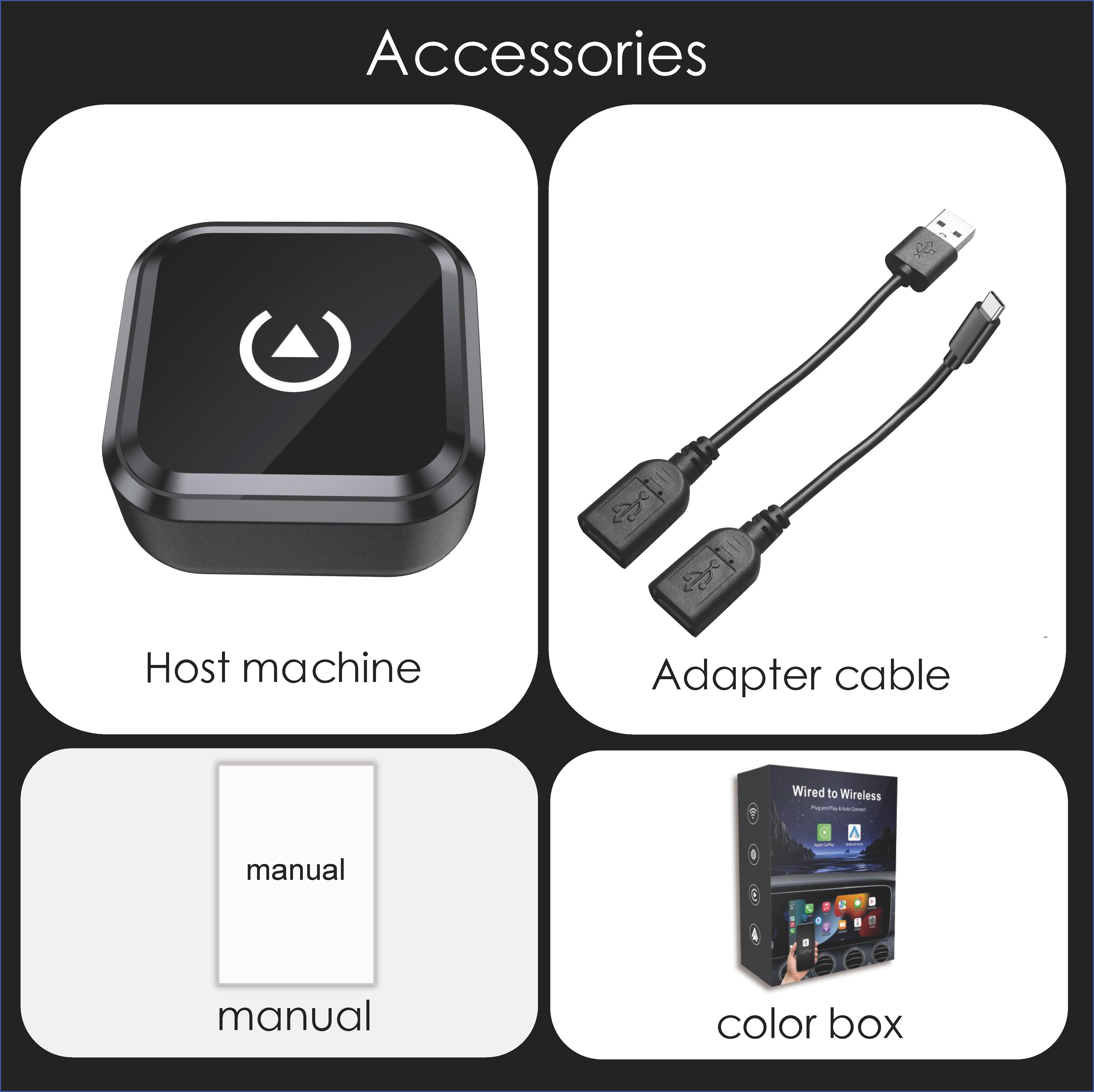 

Беспроводной адаптер CarPlay для Android iPhone Auto 2 в 1 Проводной к беспроводному AI Box Bluetooth WiFi Подключение Plug&Play Подходит для 99% автомобилей