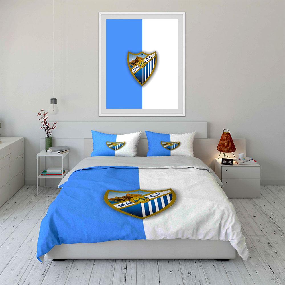 Malaga C.F. Set Biancheria da Letto con Logo Copripiumino Copripiumino Federe  (1 * Copripiumino 2 * Federe, senza piumino)
