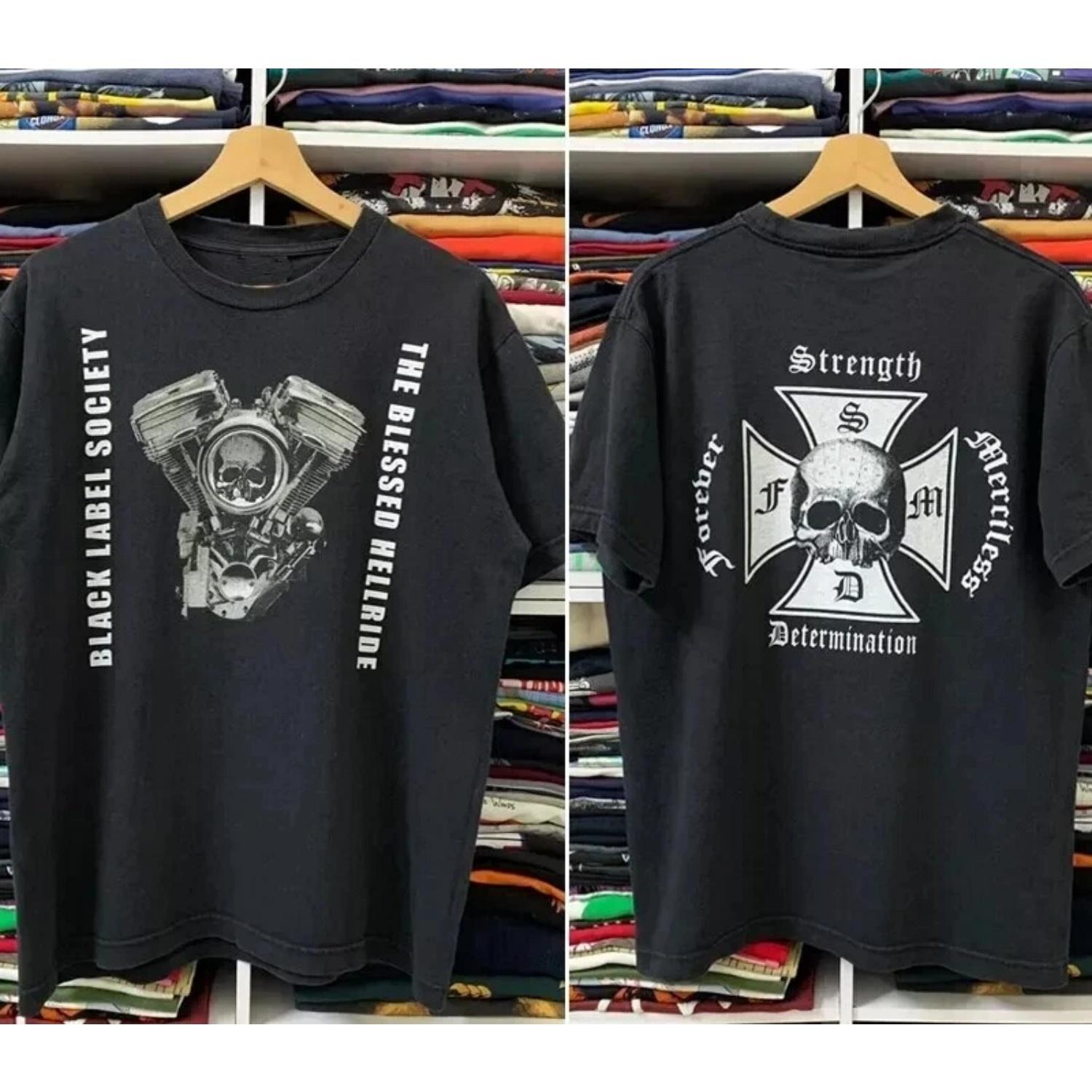 

Black Label Association Band _Blessing Hell Journey_ Double Sided Black Unisex T-shirt for Outdoor Street Wear XXXXXL чорний