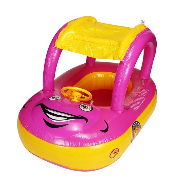Baby Air Mattresses Swimming Ring Sunshade Baby Float Seat Inflatable Boat Swimming Ring Pool Water Fun Car Boat