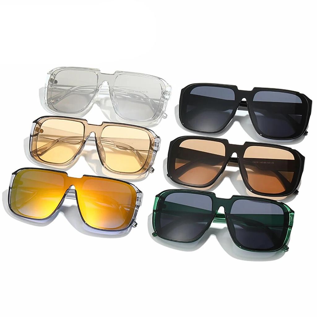 Sommermode Einteilige Retro Quadratische Sonnenbrille UV400 Vintage Retro Spiegelbrille Damen Herren Flache Oberseite Sonnenbrille