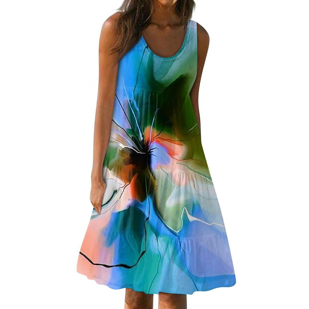 Women's Dress Cute Casual  Print Slip Beach Skirt Sundress