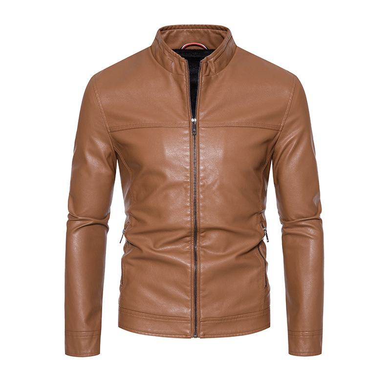 Men's leather jacket autumn new lapel slim handsome men's casual pu leather jacket locomotive jacket men trendy