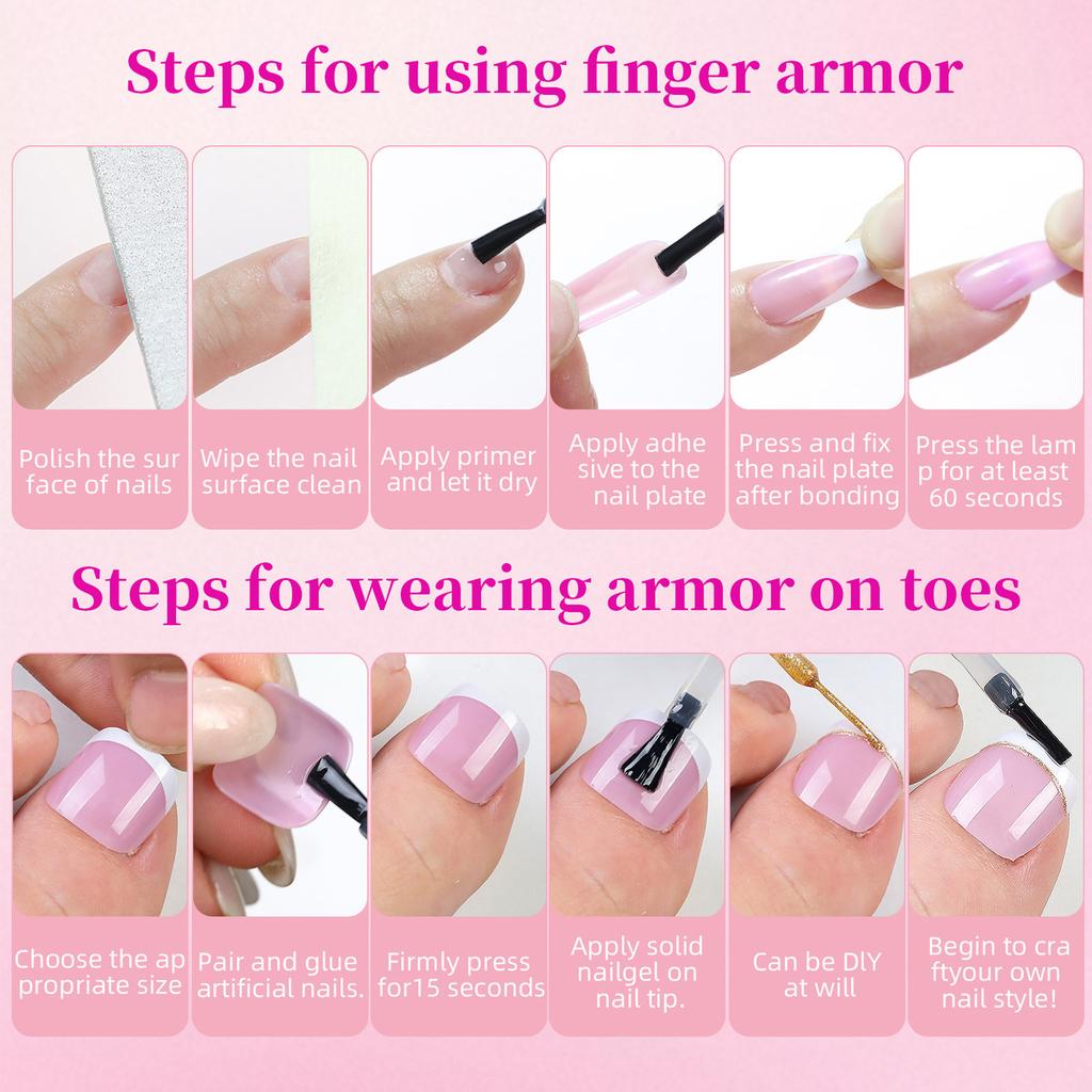 288PCS Nude Pink Fake Nails Colorful French Tips Full Cover Press On Nails for Hands & Feet DIY Manicure False Nails Art