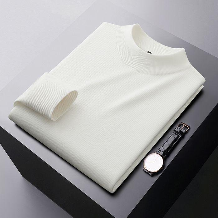 

Men s Solid Color Anti-Pilling Dobby Fleece Knit Sweater with Half-High Collar Large