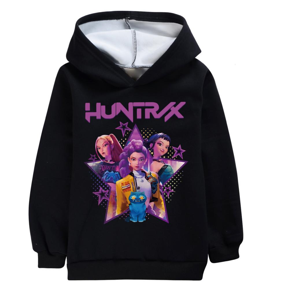 4840 Kids Girls Kpop Rumi Zoey Mira Derpy Print Casual Long Sleeves Velvet Warm Hoodie