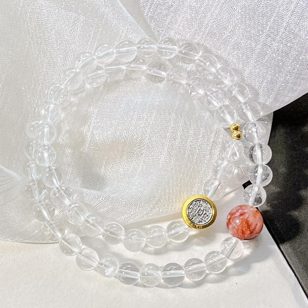 6Mm Retro Natural White Crystal Design Bracelet Bracelet.