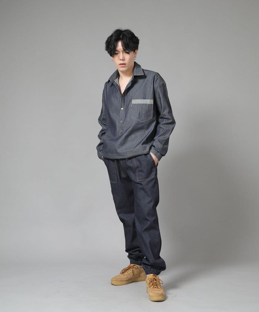 Seinteukeulu Wrinkle Pocket Anorak Shirt Wpa-413 Denim Light Indigo