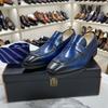 Fashion Classic Big Sizes Men's Penny Loafers Genuine Leather Blue/Brown Handmade Slip-On Business Dress Shoes Male Footwear