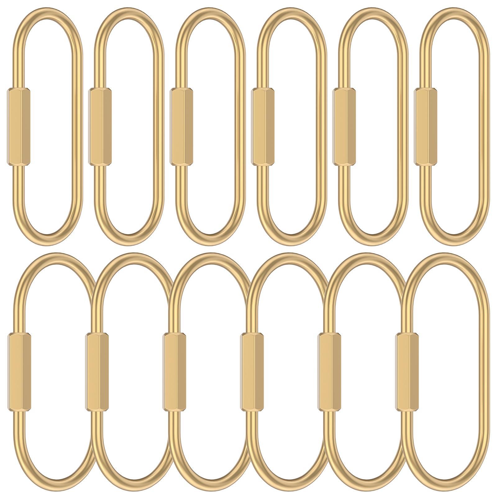 12 Pcs Brass Key Ring oval Screw Lock Carabiner Key ring Man Luxury Car Keychain DIY EDC housewarm gift