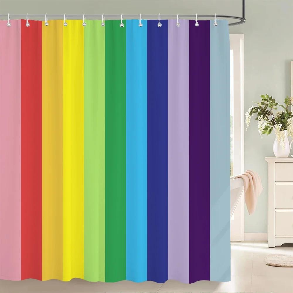 High Quality Geometric Pattern Printed Fabric Shower Curtains Bathtub Waterproof Products Bathroom Decor With 12 Hooks