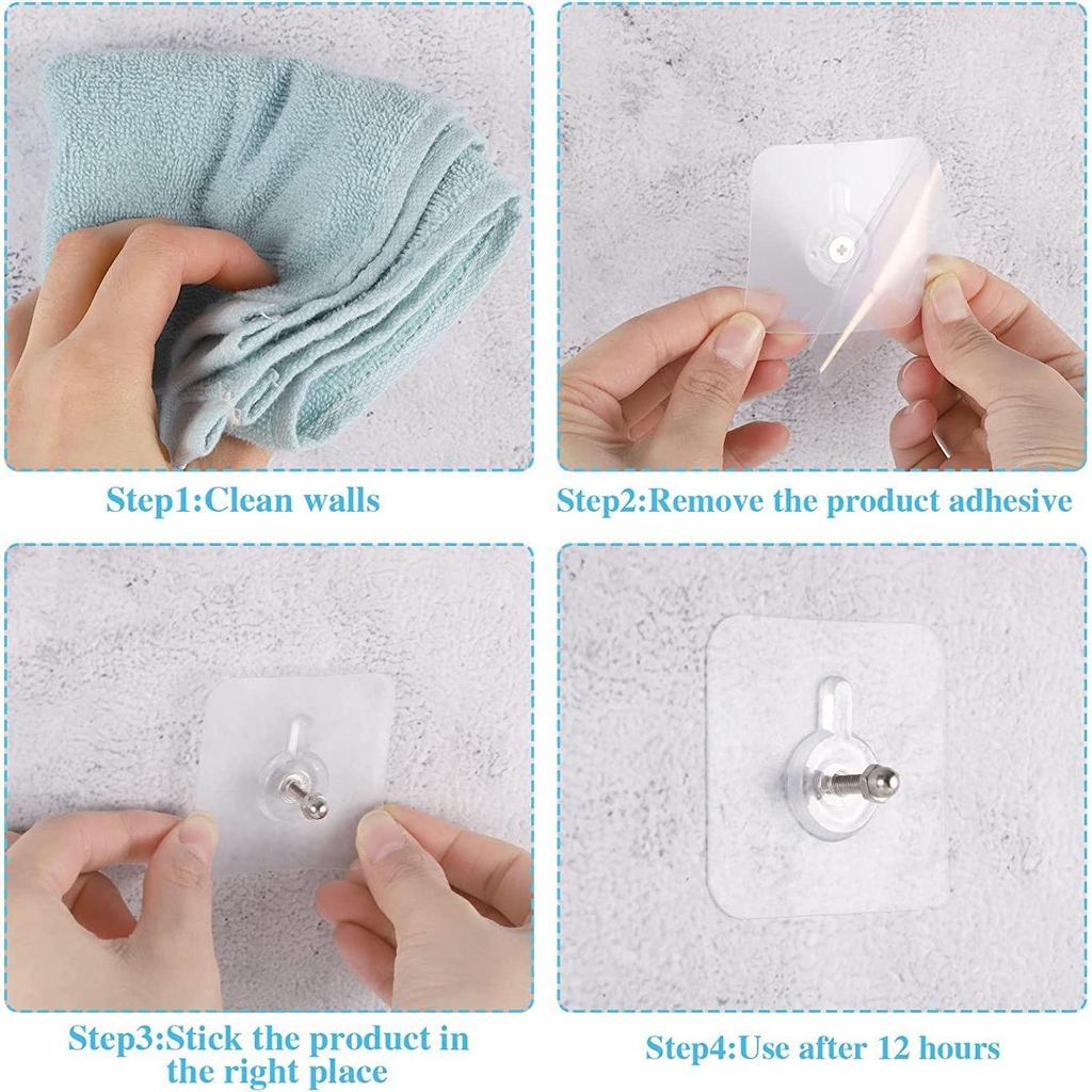 Adhesive Screw Hooks for Wall Without Drilling, 10 Pack Adhesive Screw Hooks for Wall Heavy Duty Strong Nail Free Hanging, Kitchen Accessories Items