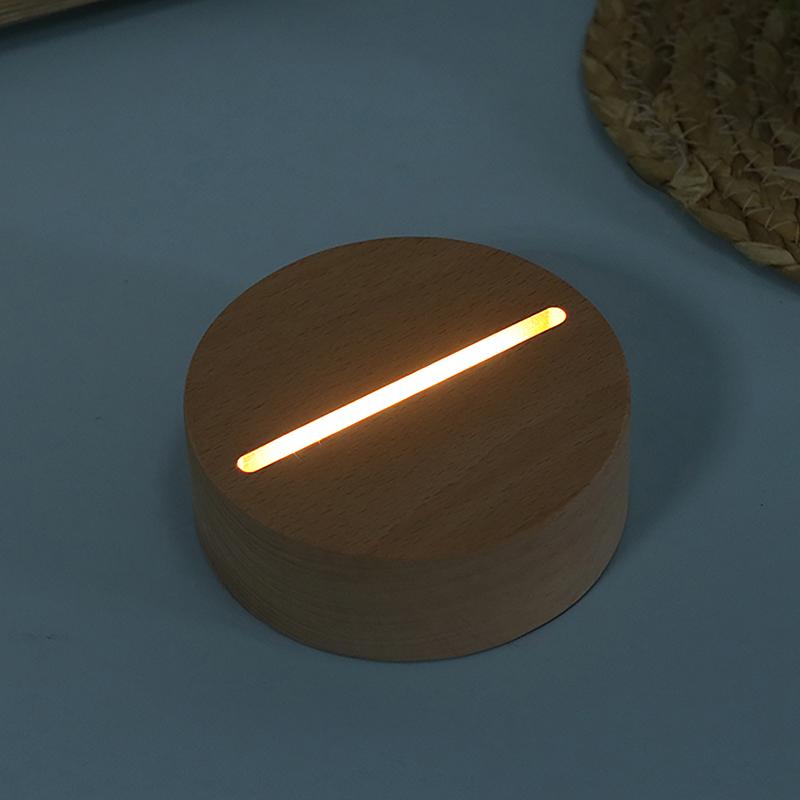 AAA Batteriebetriebener LED-Lichtständer mit Holzsockel für Acryl-Nachtlampe, Kunst, DIY-Holzlichtständer