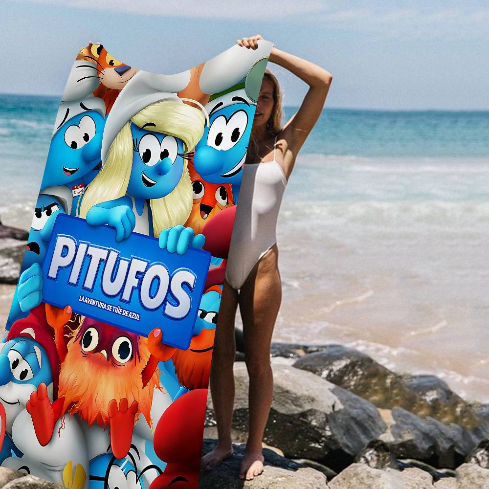 Cartoon S-Smurfs Big Microfiber Beach Towels Quick Dry Towel Sand Beach Towels Pool Towel for Travel Swim Pool Yoga