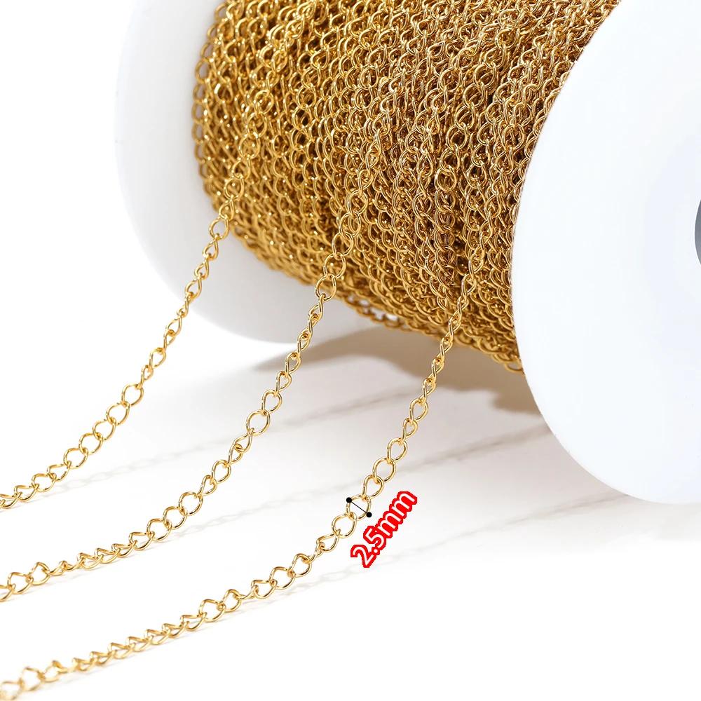 5 Meters Stainless Steel Rose Gold Necklaces Extension Tail Chain Bulk Bracelets Extender Chains for DIY Jewelry Making Supplies