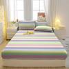 3-Piece Simple Modern Stripe Pattern Matte Three Piece Fitted Sheet Set, Bedroom Printed Bed Cover Set, Bedding