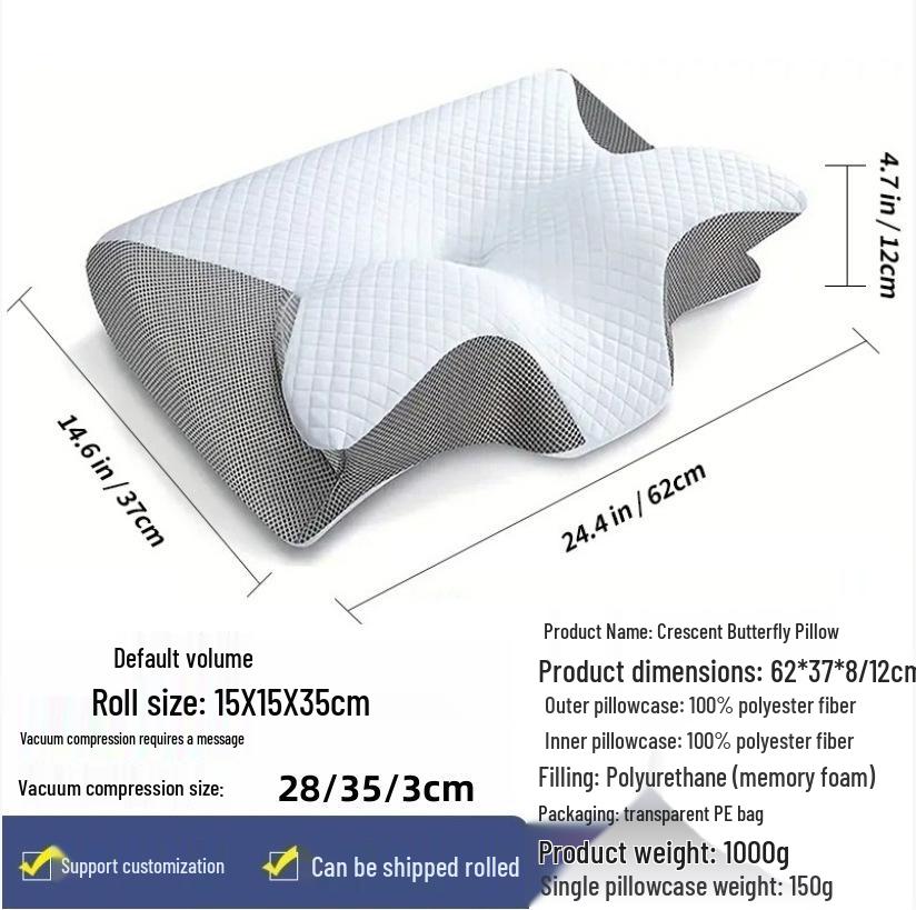 Home Neck Support Crescent Memory Foam Pillow - Zero Pressure & Slow Rebound