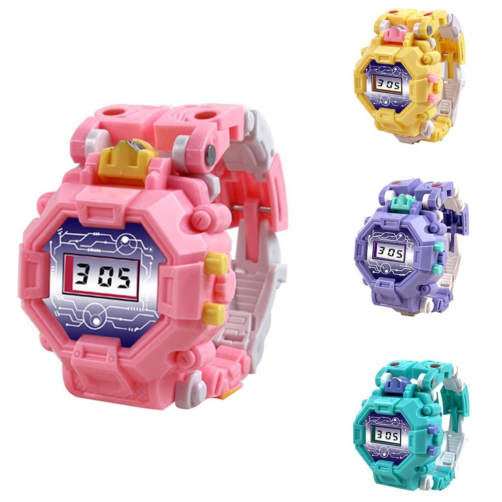 2 In 1 Robot Transformation Wristwatch Toy Boy Children Electronic Robot Sport Watch Birthday Xmas Gift
