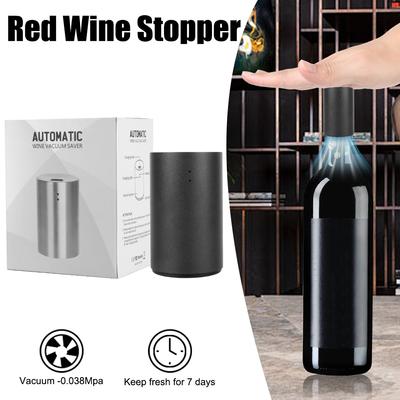 Electric Wine Stopper Bottle Cap Plug Champagne Sealer Fresh Kitchen Bar Tools Automatic Vacuum Wine Cork Sainless Steel Smart Wine Bottle Stopper