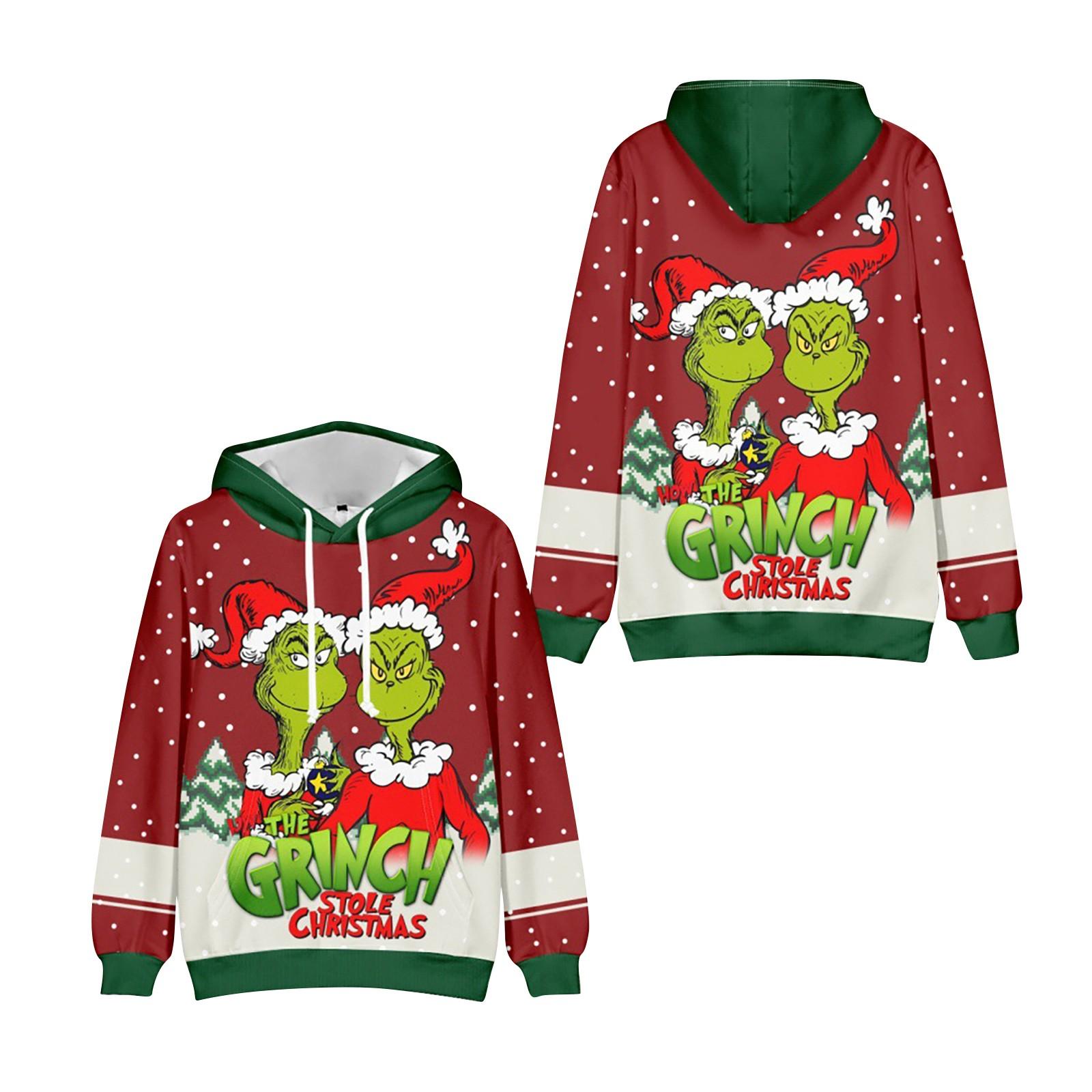 

Рождественская зеленая 3D цифровая печать Повседневная толстовка с капюшоном Толстовка XXXL винный