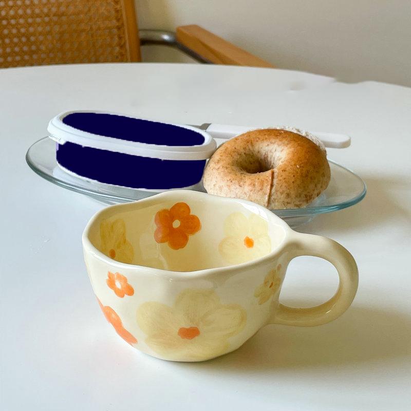 

Кружка для кофе в форме цветка, чашка для завтрака с овсянкой, кружка для чая с молоком, креативная кружка для сока с нескользящей крышкой и ручкой, кухонная посуда для питья 201-300ml