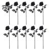 Fake Roses for Graduation Realistic Silk Black with Long Stems Wedding Centerpieces, Halloween Home Elegant Tabletop Decorations Decor, Artificial