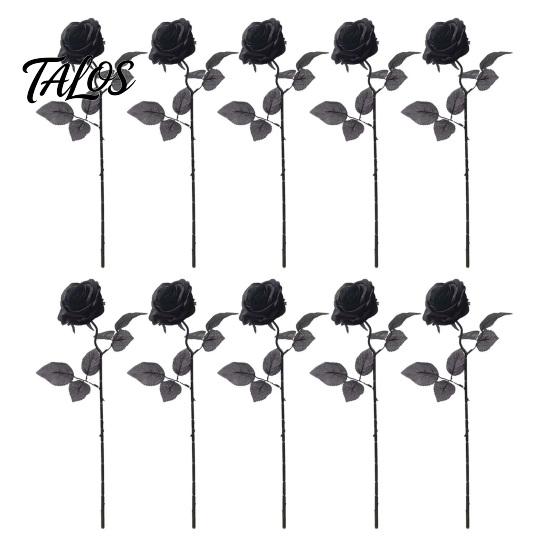 Fake Roses for Graduation Realistic Silk Black with Long Stems Wedding Centerpieces, Halloween Home Elegant Tabletop Decorations Decor, Artificial
