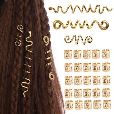 6/28 יח'/סט סט אביזרי שיער נשים סגסוגת צמות חרוזים קליפסים קל לשימוש אביזרי שיער פיראט קוספליי כלי צמות שיער