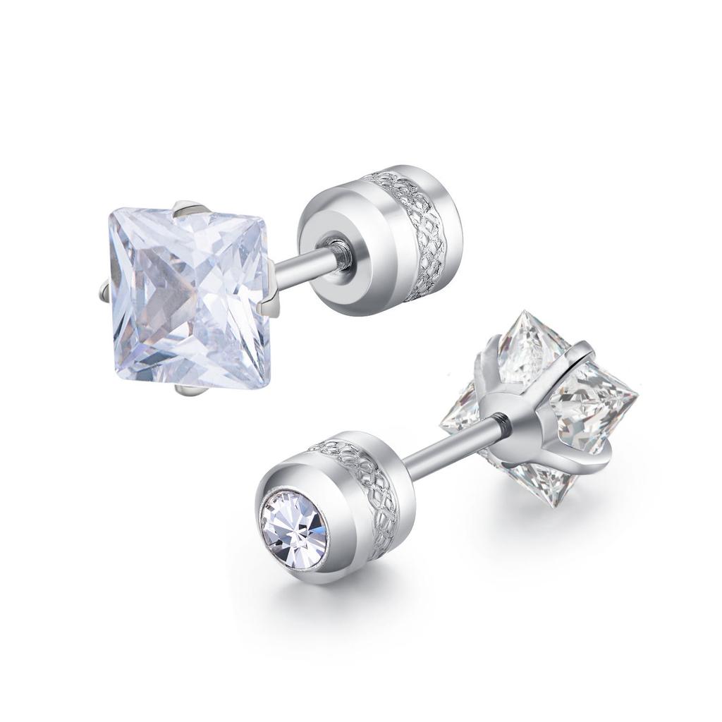 1 Piece Medical Stainless Steel Crystal Zircon Ear Studs Earrings Tragus Cartilage Hypoallergenic Screws Piercing Zircon