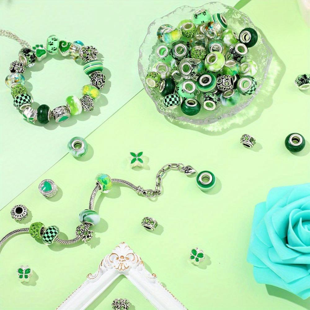 7/14/21 Stück Harzmaterial Grüne Serie Großlochperlen Zufälliger Stil Bastel Zwischenperlen DIY Armband Halskette Ohrringe Schlüsselanhänger Schmuckzubehör