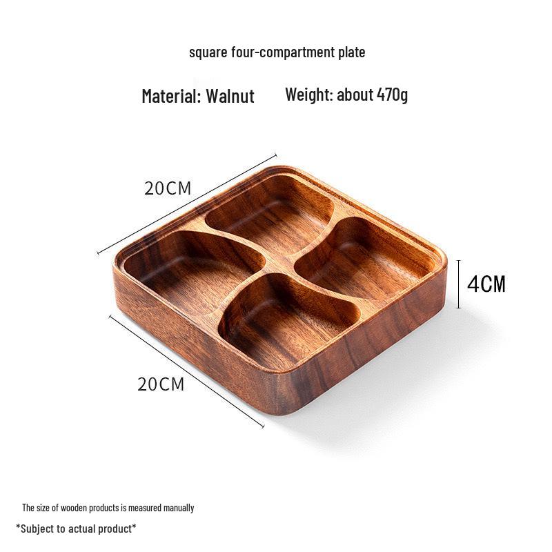 Cuenco de Frutas de Nogal Japonés con Compartimentos para Frutas Secas y Snacks