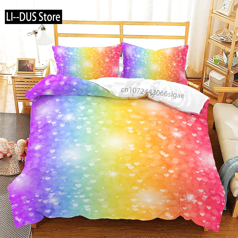 

Rainbow Gradient Bedding Set Gradient Colors Duvet Cover with Pillowcases Single Twin Full Queen King Girl Kids Quilt Cover US King(264*228cm)3pcs