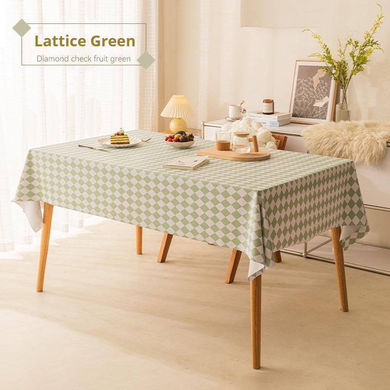 Waterproof and Oil-proof Solid Color PVC Table Cloth Anti-scalding and Washable Plaid Table Cloth Simple Rectangular Round Table Cover Cloth