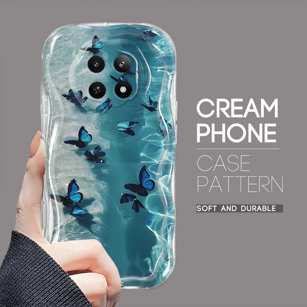 Kreslený vzor krémová textura pouzdro vlnitý okraj měkký silikonový kryt pouzdro na telefon pro OPPO Reno Realme OnePlus Vivo