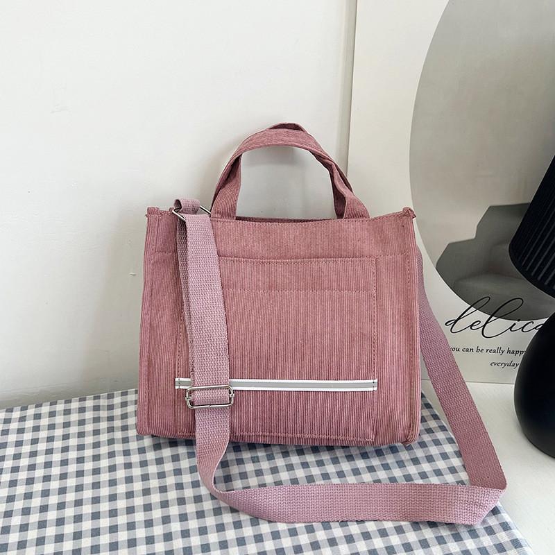 Trendy Corduroy Tote Bag For Women Stylish Large Capacity Shoulder Handbag