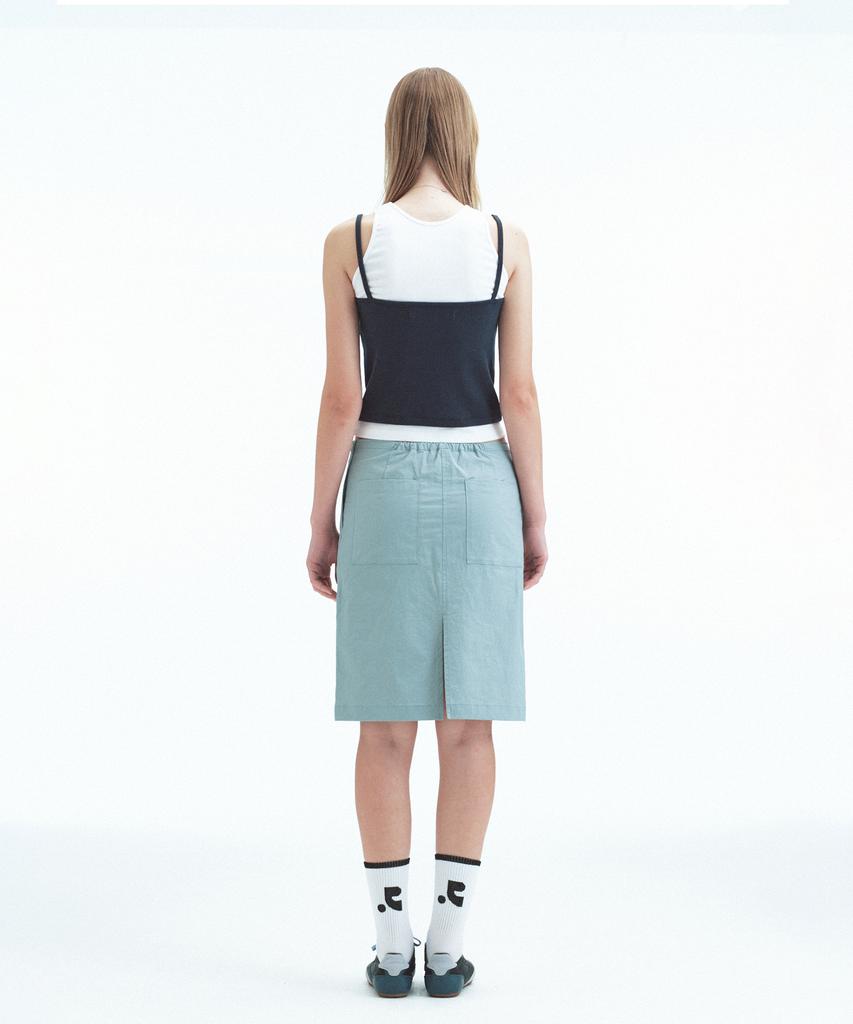 Rest And Recreation Cotton Nylon Midi Skirt - Blue