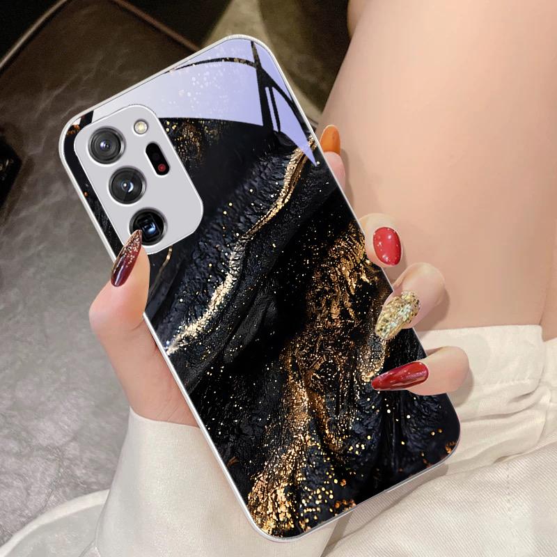 Tmavé Zlaté Černé Pro Samsung Galaxy Note 8 9 10 PRO 20 Ultra A01 02 03 Core 04E 4G 12 13 5G Tvrzené Sklo Pouzdro na Telefon