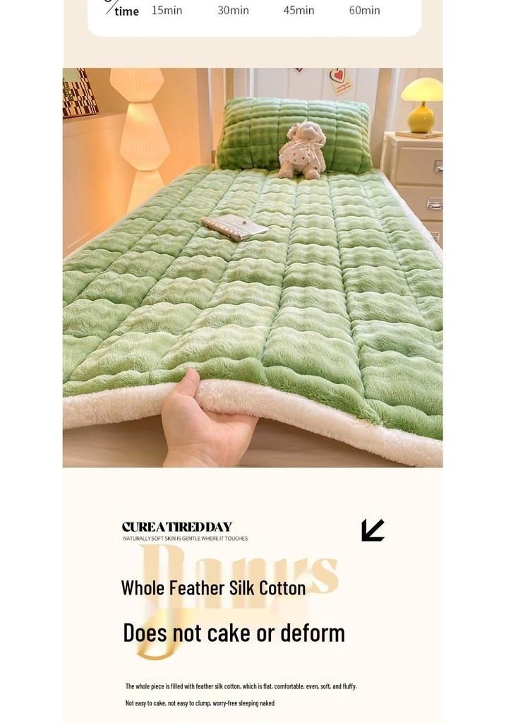 Materasso Peluche Coniglio Bubbly Classe A - Morbido Velluto Latte Tappetino Peluche per Letto Singolo da Dormitorio 0,9 m.