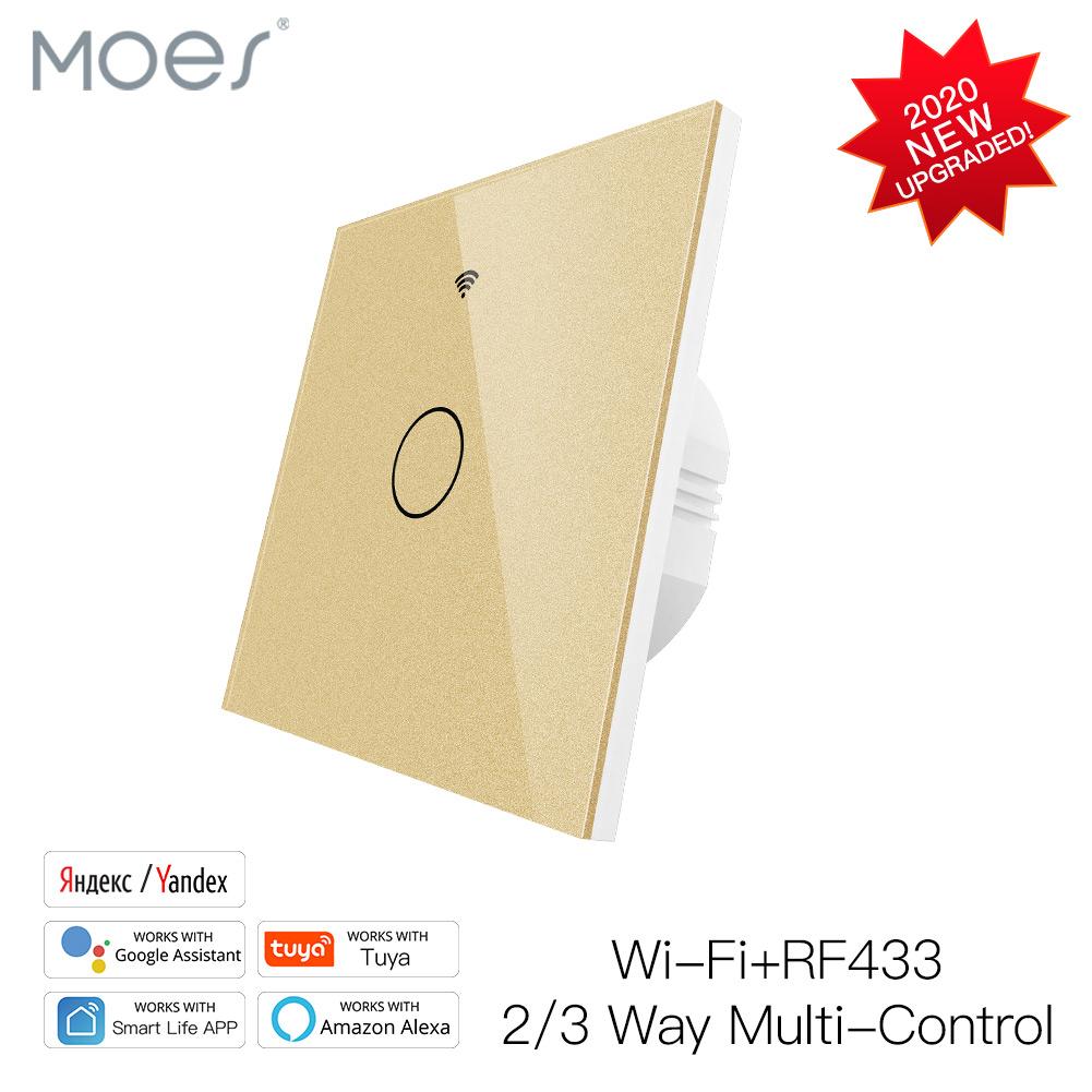 MOES WiFi Wall Touch Smart Light Switch RF Wireless Smart Life/Tuya 2/3 Way Muilti-Control Association