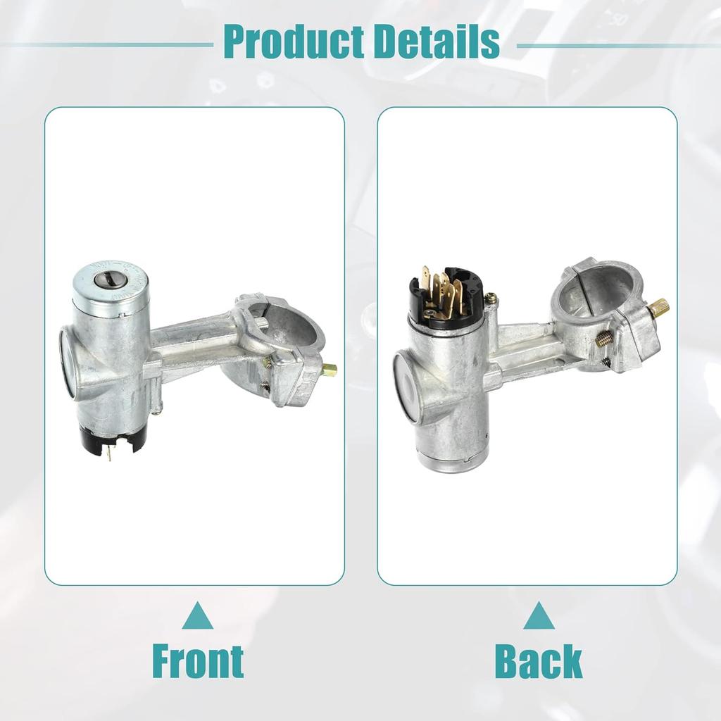 ACROPIX Ignition Switch Cylinder Lock Assembly Fit for Nissan 720 - Pack of 3 Silver Tone