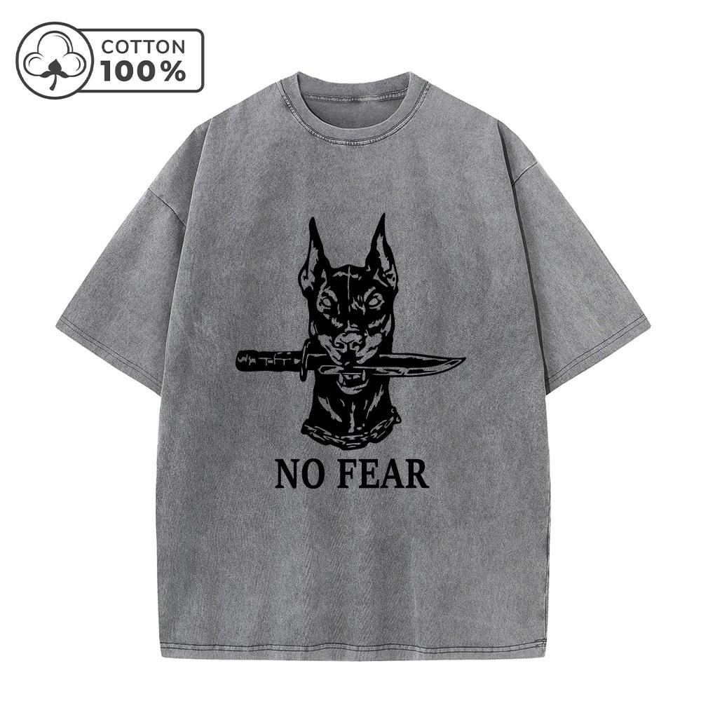 

Mens Distressed Doberman Print Washed TShirt Casual Pure Cotton Crew Neck Short Sleeve Everyday Fashion Commute Gym Top S